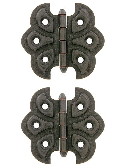 Pair of Victorian Butterfly Cabinet Hinges - 2 1/4 inch H x 2 3/8 inch W in Antique Copper.